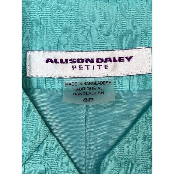 VTG NWOT Allison Daley Women’s Open Front Blazer Turquoise Jacket Size 8 Petite - Picture 5 of 7